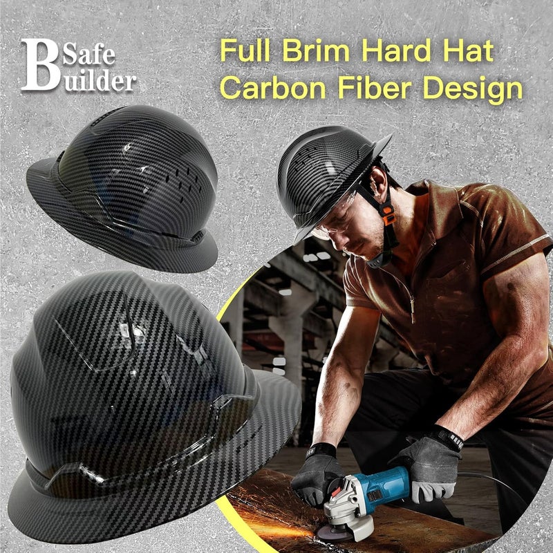 SAFEBUILDER خوذة أمان كاملة الحواف SBD-G1C من HDPE مع فتحات تهوية ونمط ألياف الكربون معتمدة من ANSI/ISEA Z89.1 - Image 4